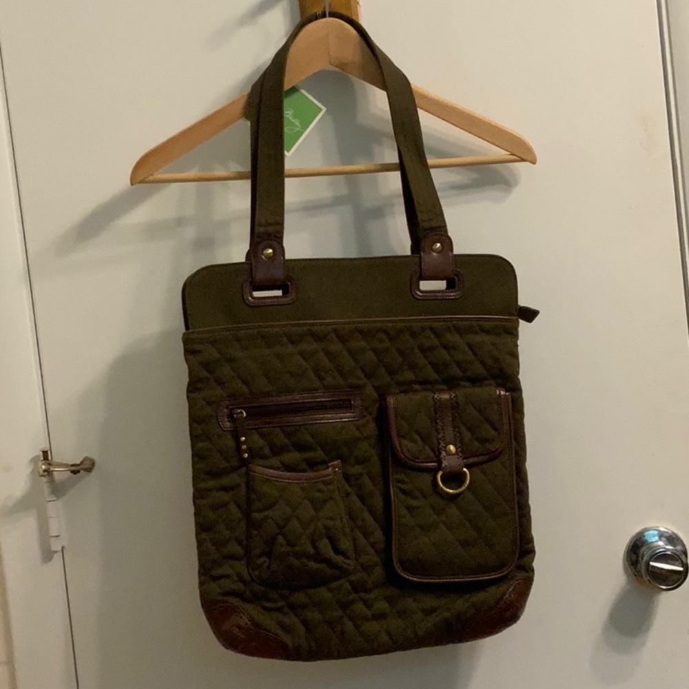 Vera Bradley Quilted Olive Green Tote Bag